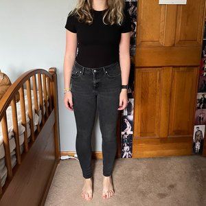 Zara Premium Denim Collection faded black high rise skinny // US 6